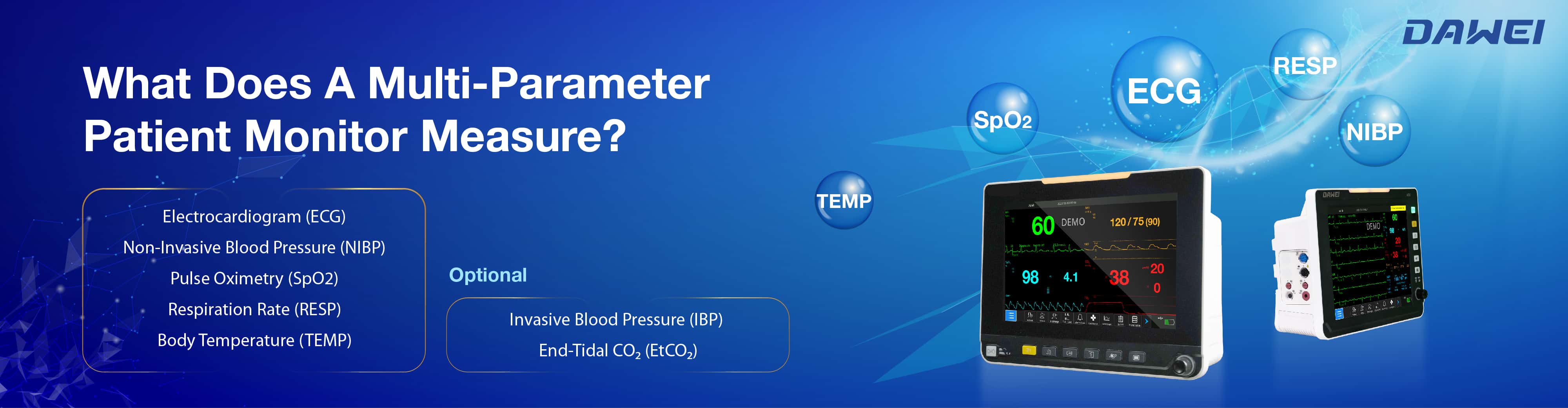 Two multiparameter patient monitors from Dawei Medical