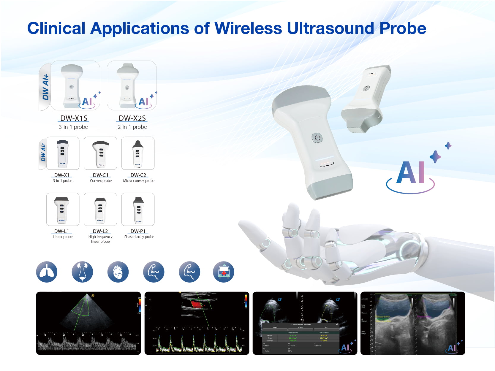 cilinical applicatoins of wireless ultrasound probe